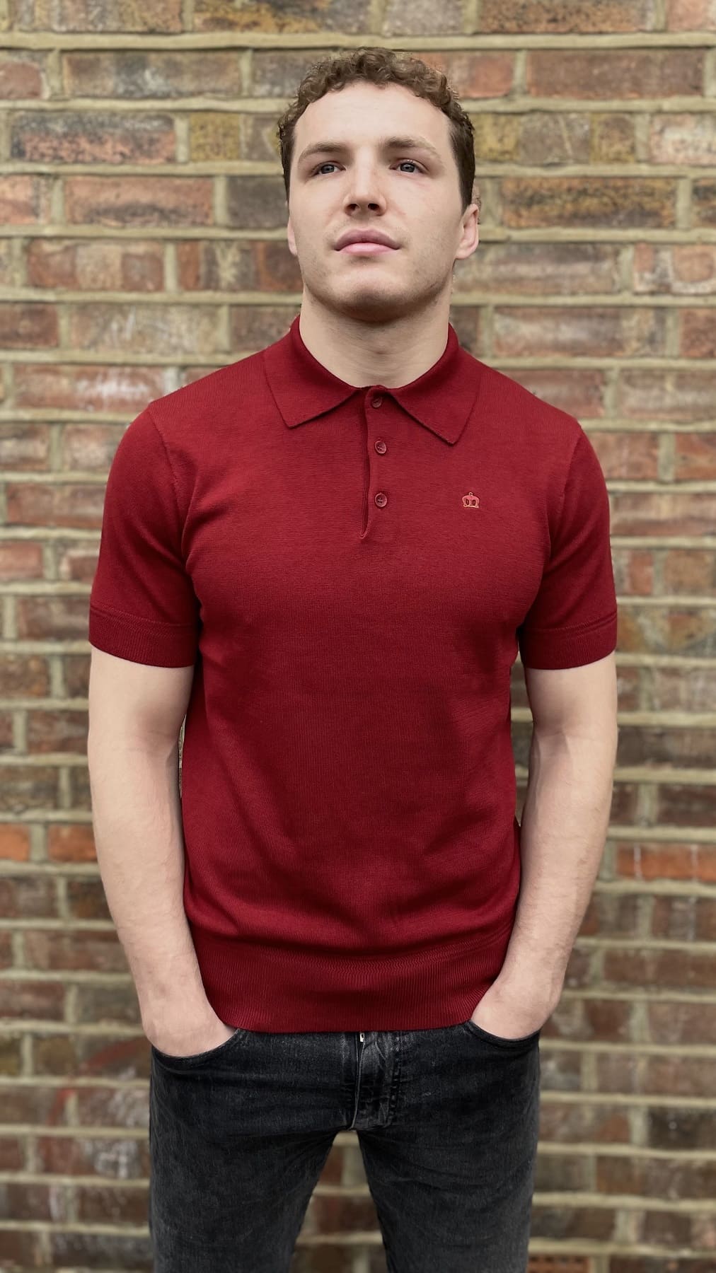 Archie Mercerised Cotton Knit Polo burgundy