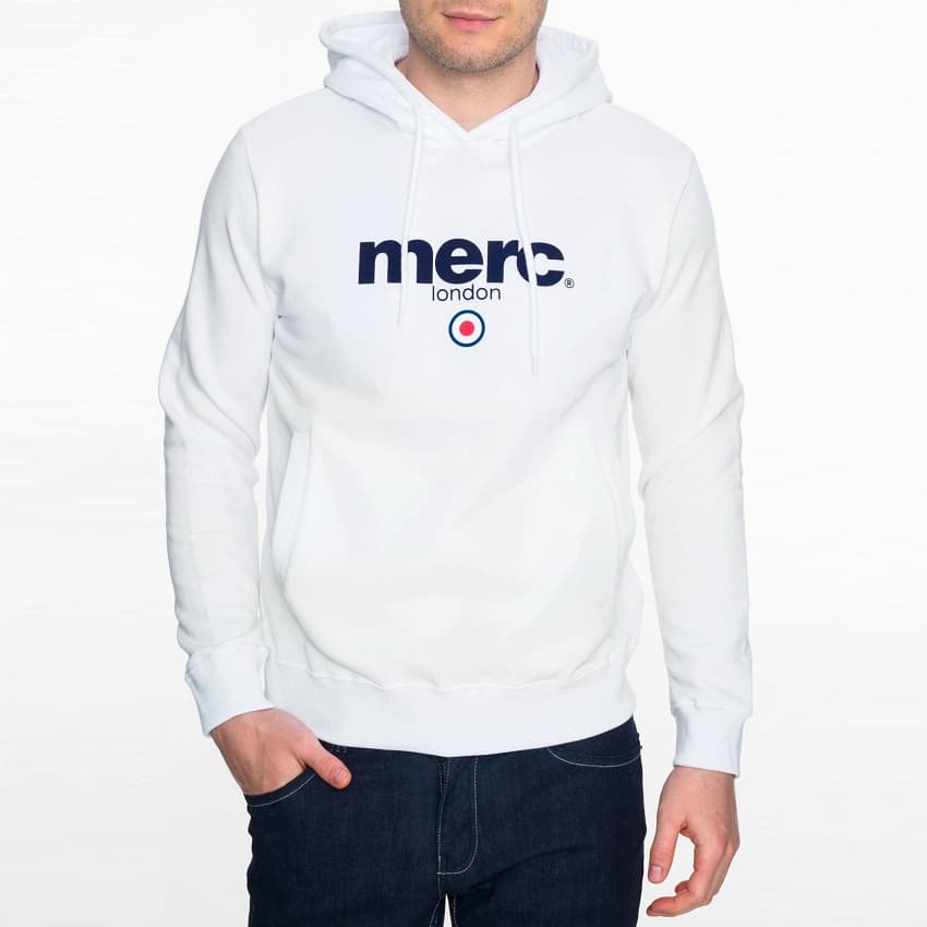 Мужские белые худи с капюшоном MERC