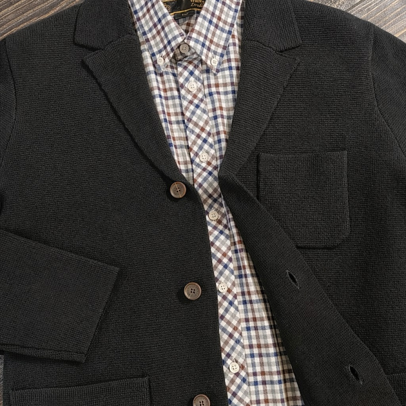 Bende Knit Blazer Black X Greenwich Check Shirt