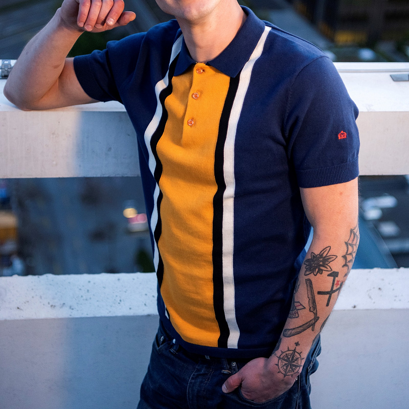 Merc Derrick Knit Polo Navy