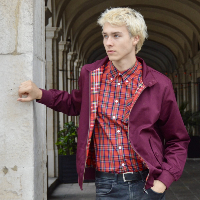 Harrington Jacket Wine & Mack Tartan Shirt Red
